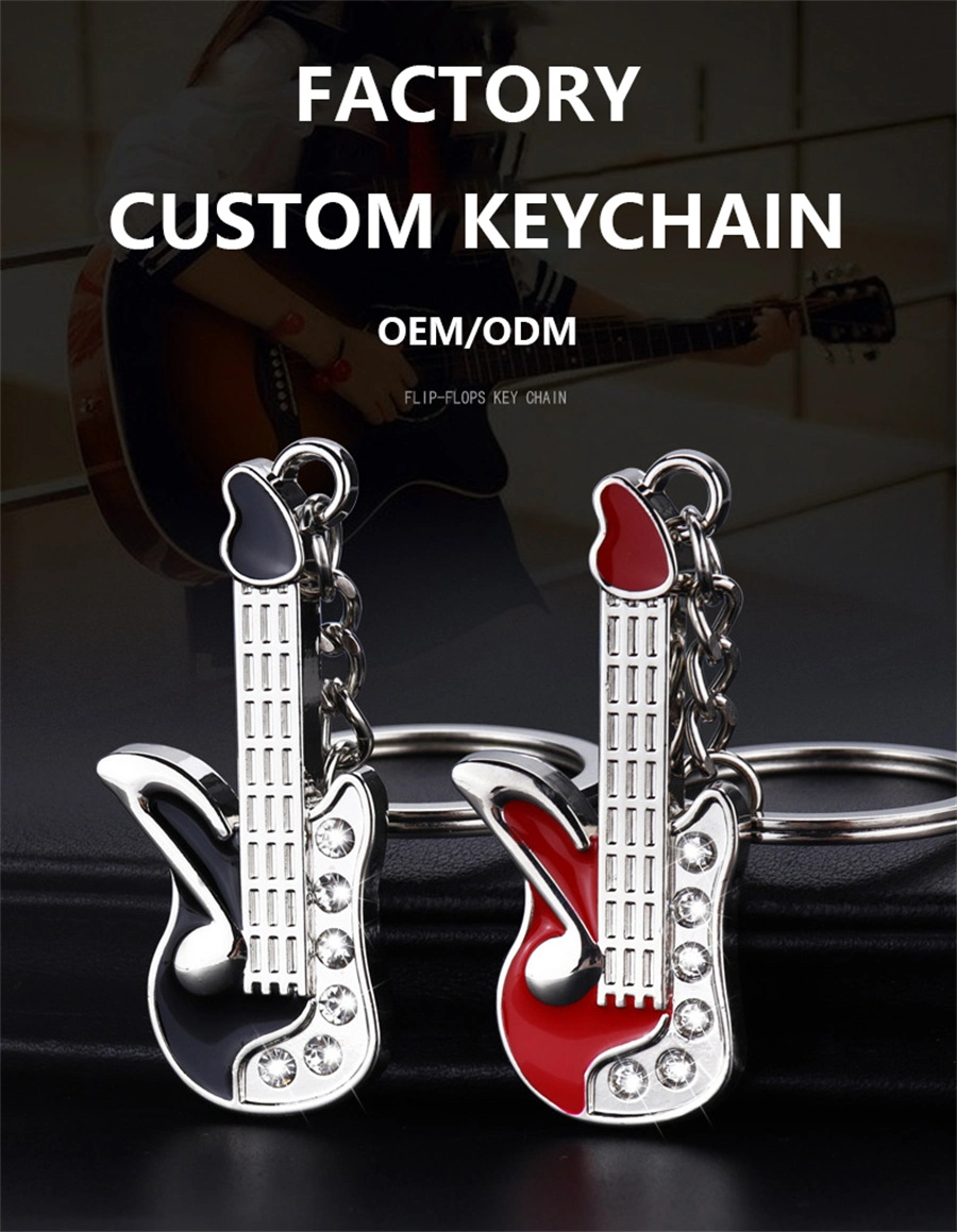 Wholesale Custom Logo 3D Key Chain Music Guitar Car Anime Mini Style Diamond Encrusted Blank Accessories Opener Gift Leather Acrylic Alloy Metal Keychain