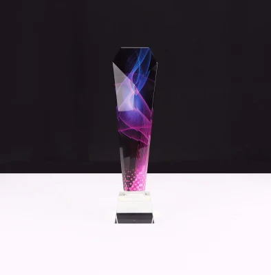 Trofeo de cristal de recuerdo, placa de cristal artesanal para regalos de negocios
