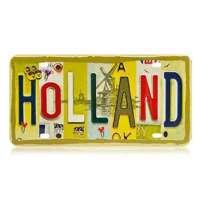 Venta caliente de placas de matrícula de recuerdos de Holanda