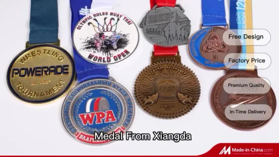 Medallones chapados en oro de la Copa del Mundo de Qatar, medallas de texto grabadas en 3D hechas a medida en fábrica de China