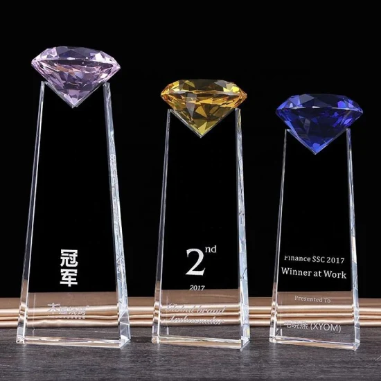 ODM OEM otorga trofeo de cristal de color para la competencia
